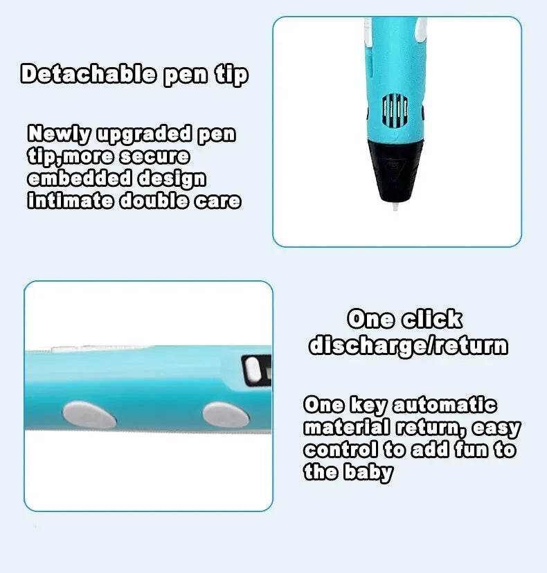 HOMEFISH Electronic 3D Printing Pen with 9M PLA Consumables High-Temperature 3D Graffiti Tool Intelligent Toy Gift