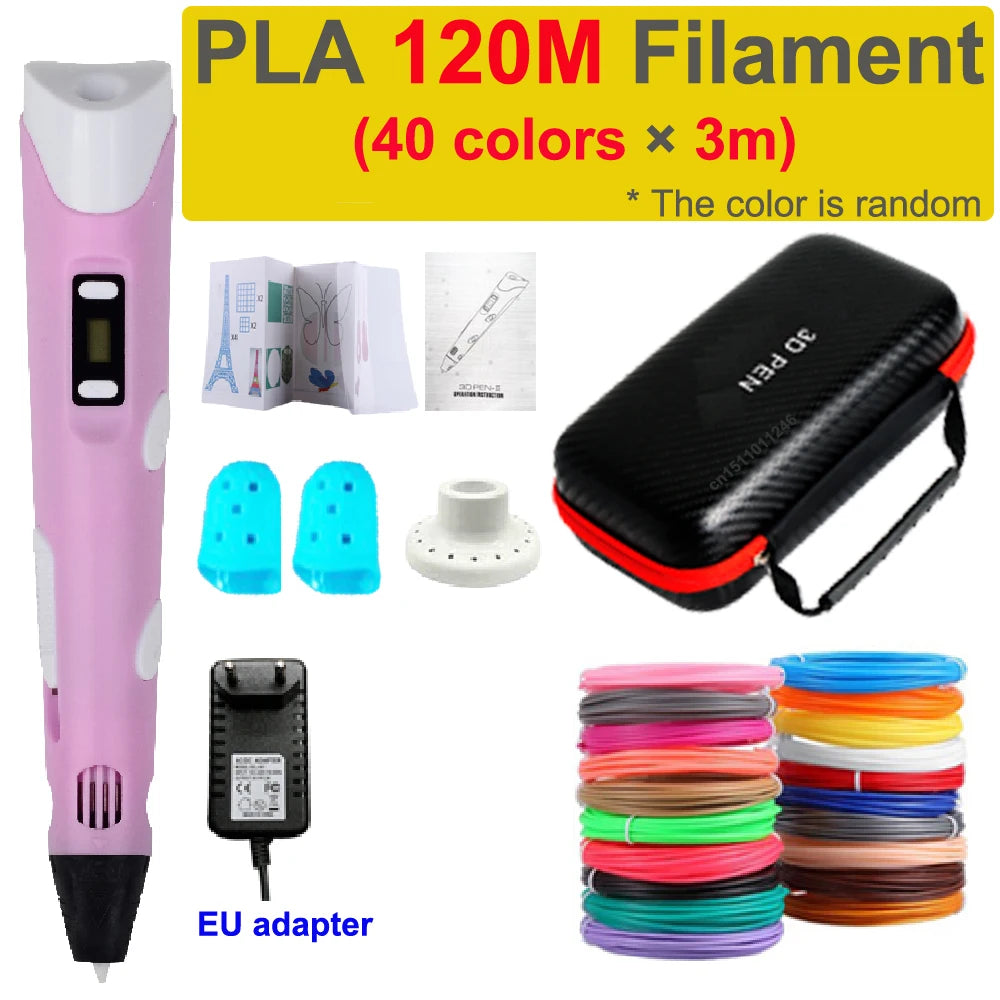 3D Pen 3d Printing Pen Children DIY Drawing Pens PLA Filament Birthday Christmas Boys Girls Gift For Kids With Travel Case