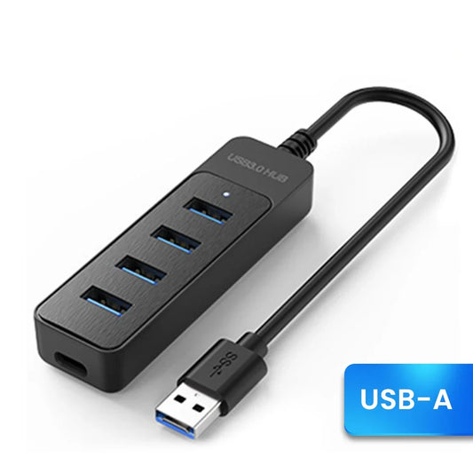 USB 3.0 Power Adapter 4-Port Multi-Function USB Hub with USB 2.0 And Type-C Expansion Accessory for Multi-Device Connectivity