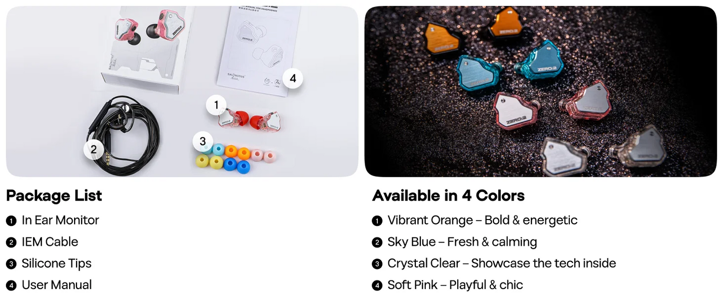 7Hz x Crinacle Zero :2 Updated 10mm Dynamic Driver IEM Wired Earbuds Earphones Gaming Earbuds with OFC IEM Cable for Musician