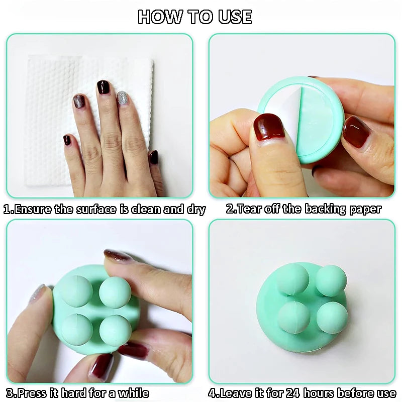 Silicone Toothbrush Holder Multi-Function Waterproof Self Adhesive Hook for Wall for Hanging Bathroom Kitchen Living Room