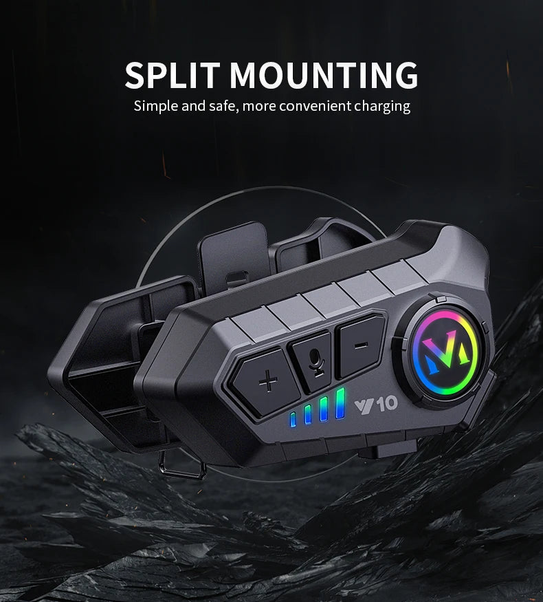 Y10 Motorcycle Helmet Headset Bluetooth 1000Mah Noise Reduction Wireless Hands-free Waterproof Motorcycle Earphone