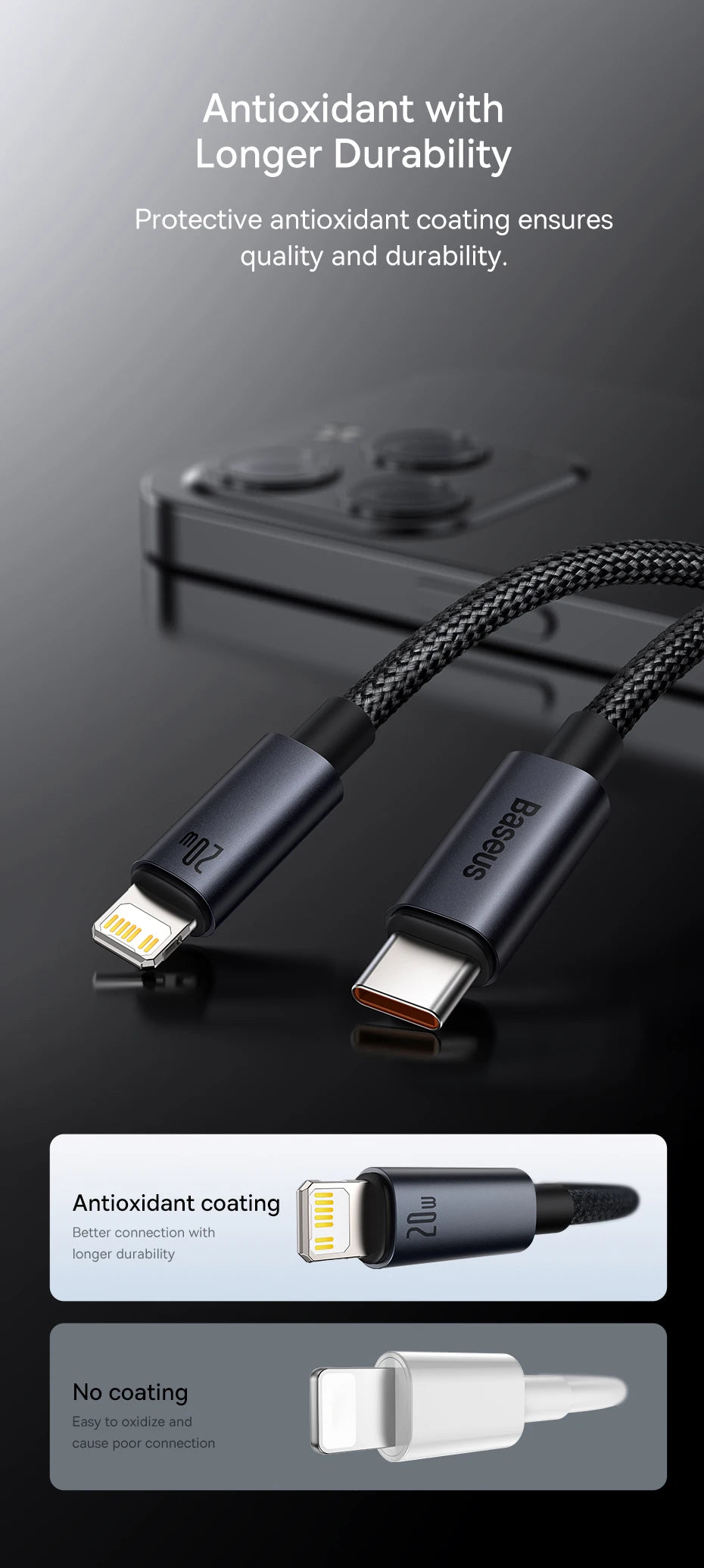 Baseus USB Cable For iPhone 13 12 11 pro max iPhone USB Cable Fast Charging For iPhone X XR 8 USB Type C to lightning Cable
