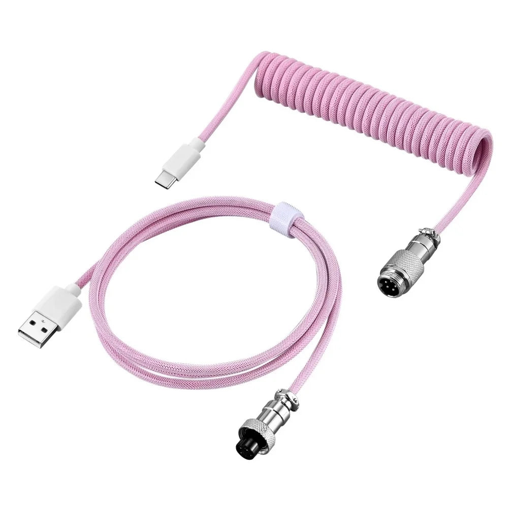 Mechanical Keyboard Coiled Cable Detachable USB C Aviator Connector Coiling Cable Desktop Computer Gaming Keyboard Accessories