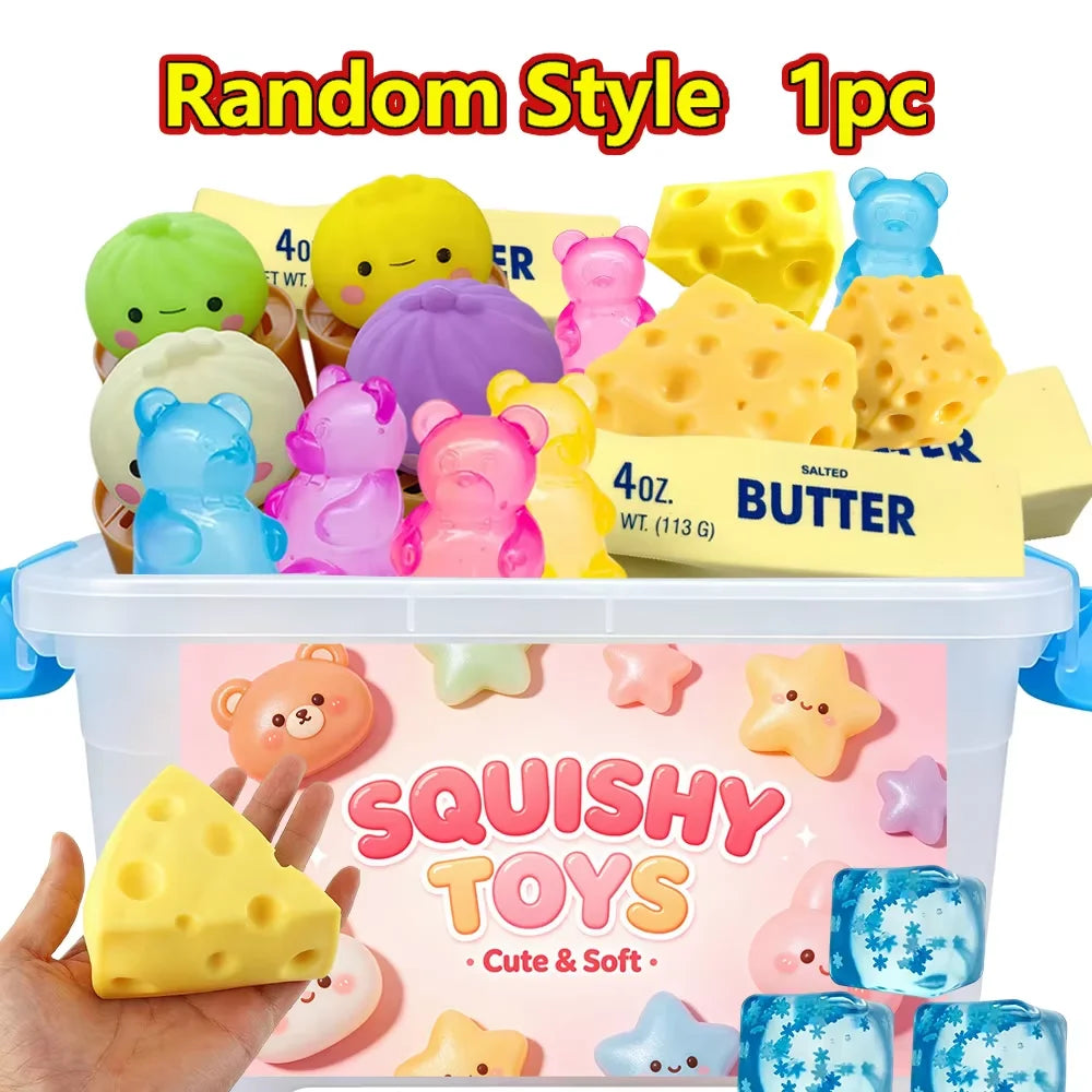 Assorted Slow Rebound Squishy Blind Box Cute Food Animal, Stress Relief Squeeze Sensory Fidget Toy Decompression Gift