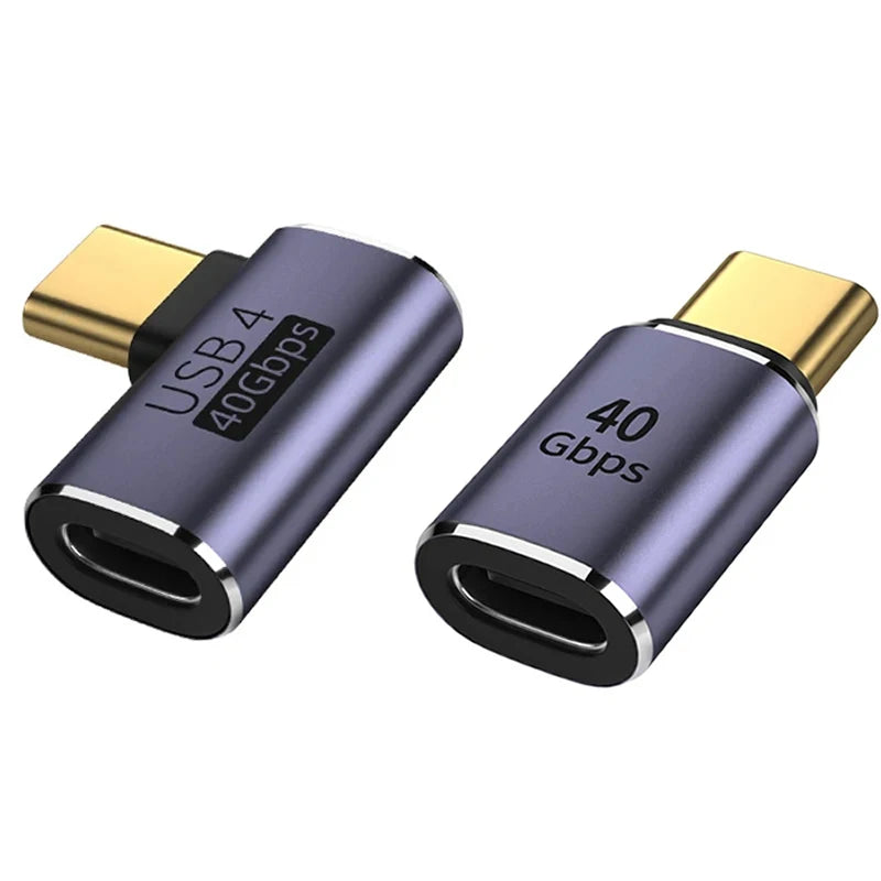 40Gbps Mini USB C Right Angle Adapter U-Shape Thunderbolt3 USB C to Type C Adapter Connector USB4.0 8k@60hz 100w Fast Charging