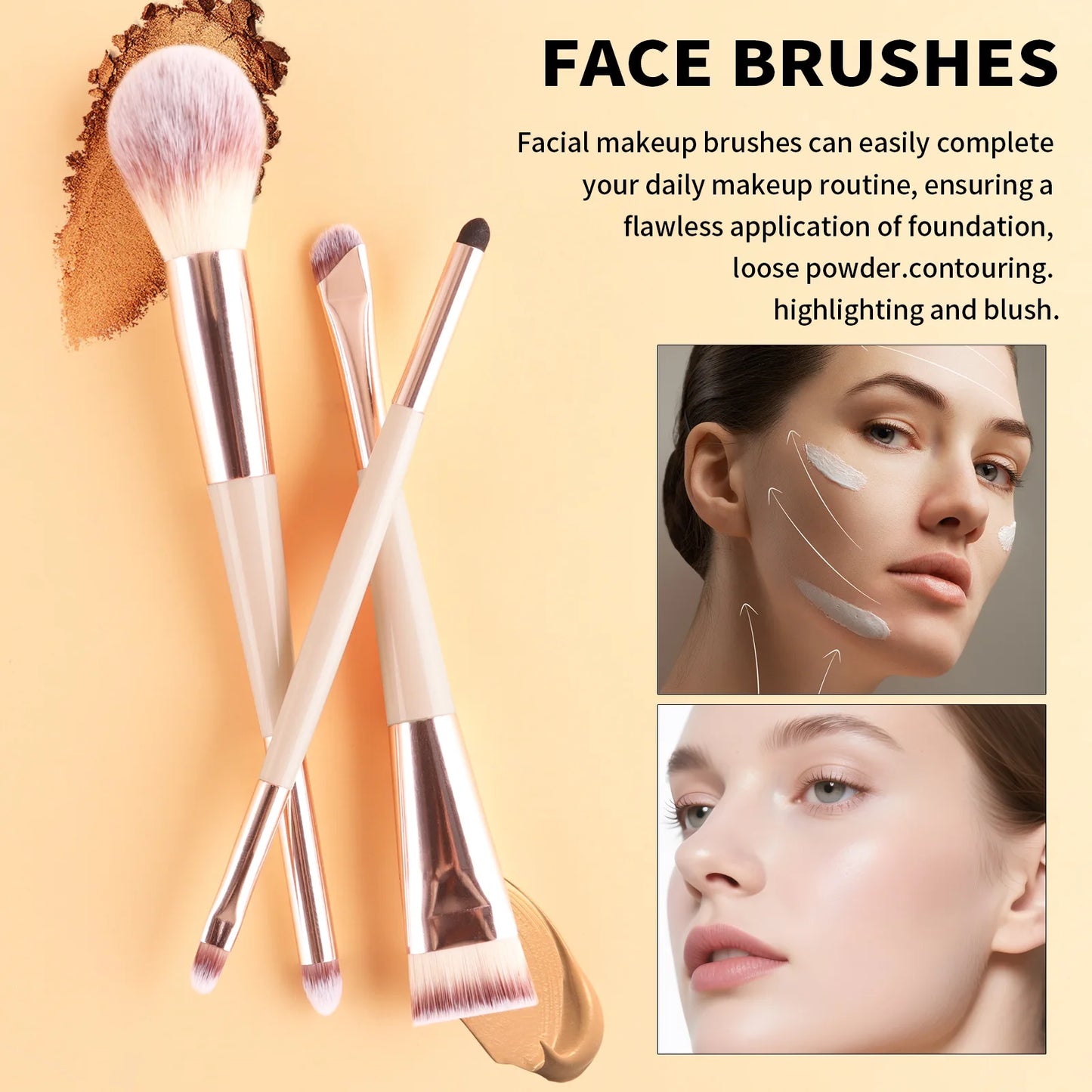 11 full set of eye makeup brushes, double-head design, eyeshadow brush, smudge brush, eyebrow brush, full set of beauty tools