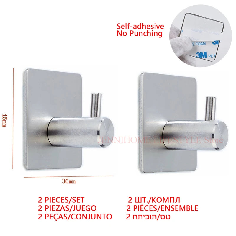 No Drill Toilet Paper Holder Wall Mount Self Adhesive Stainless Steel Towel Bar Ring Tissue Roll Dispenser For Bathroom Kitchen