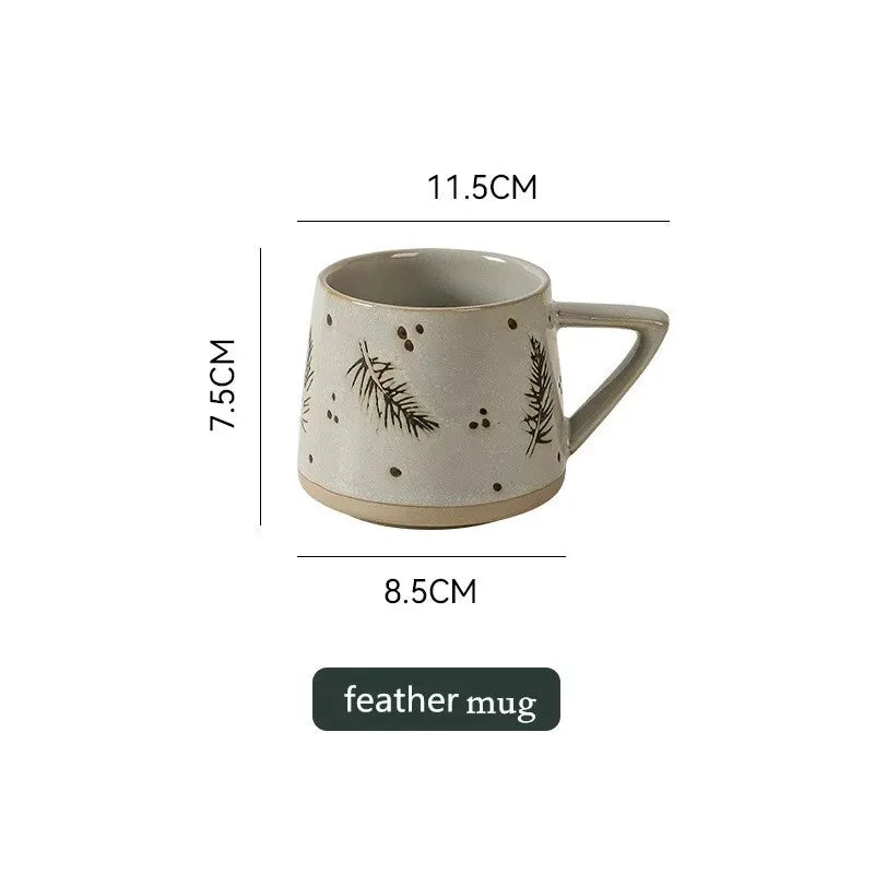 Retro Ceramic Coffee Mug Heat-resistant Handgrip Cup For Juice Water Milk Office Kitchen Restaurant Christmas Mug Gift