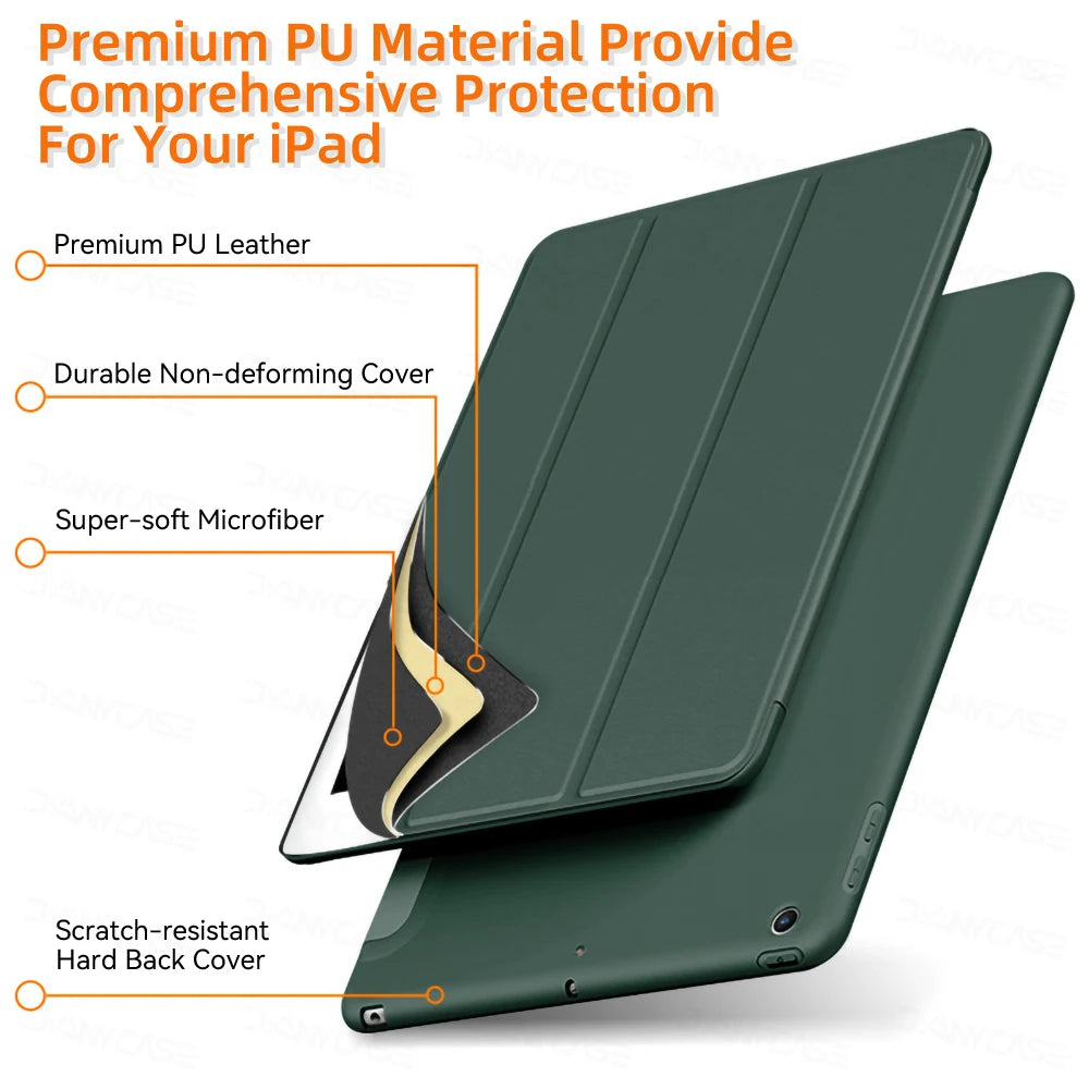 For iPad 10.2 Case 7/8/9th Generation Cover For 9.7 5/6th Air 2 Pro 11 1st/2nd/3rd/4th Air 4/5 10.9 Wake up from sleep funda