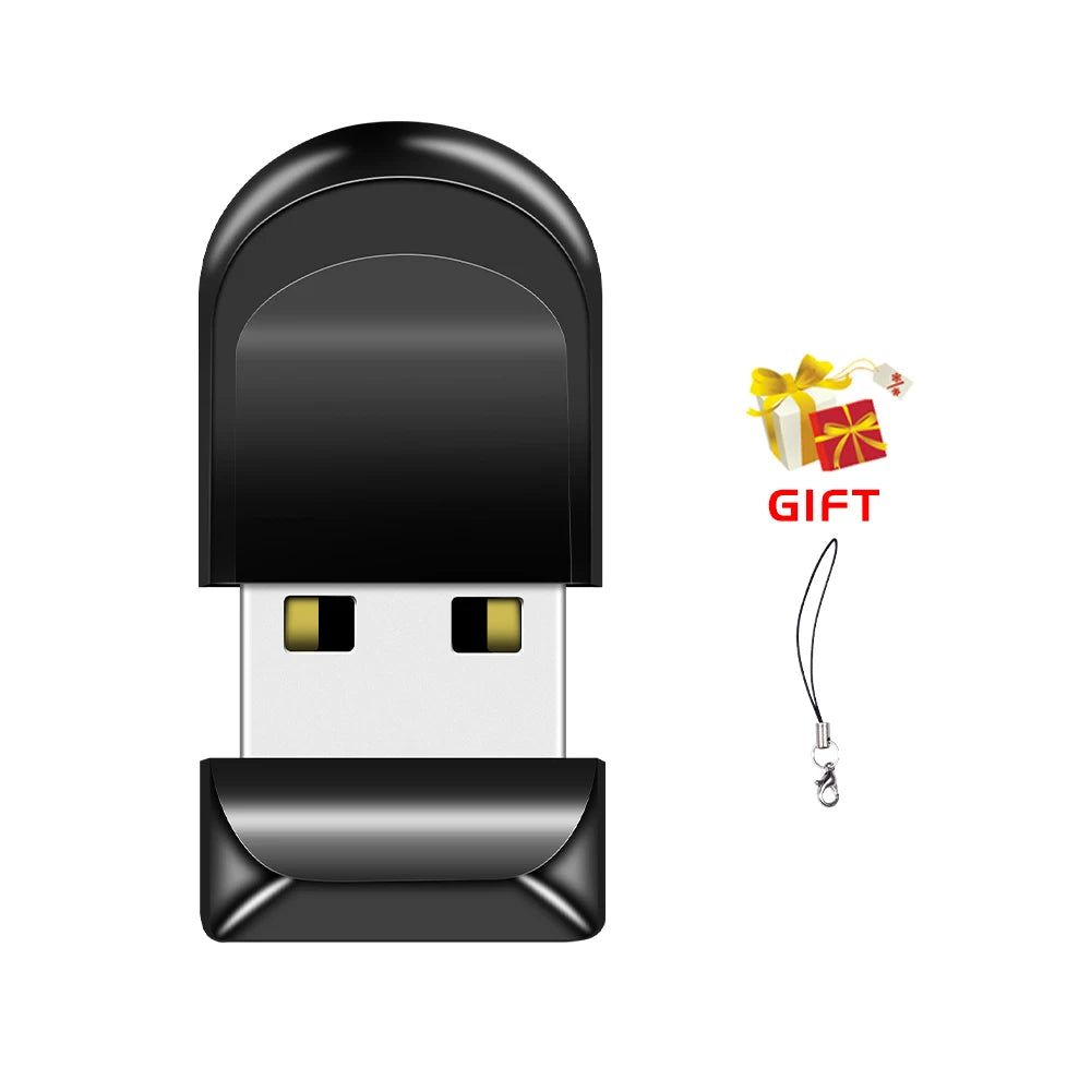 Black Mini Pen Drive 128GB High Speed Memory Stick Pen drive 64GB USB 2.0 Oval Flash Drive Convenient Business Gifts Key Chain