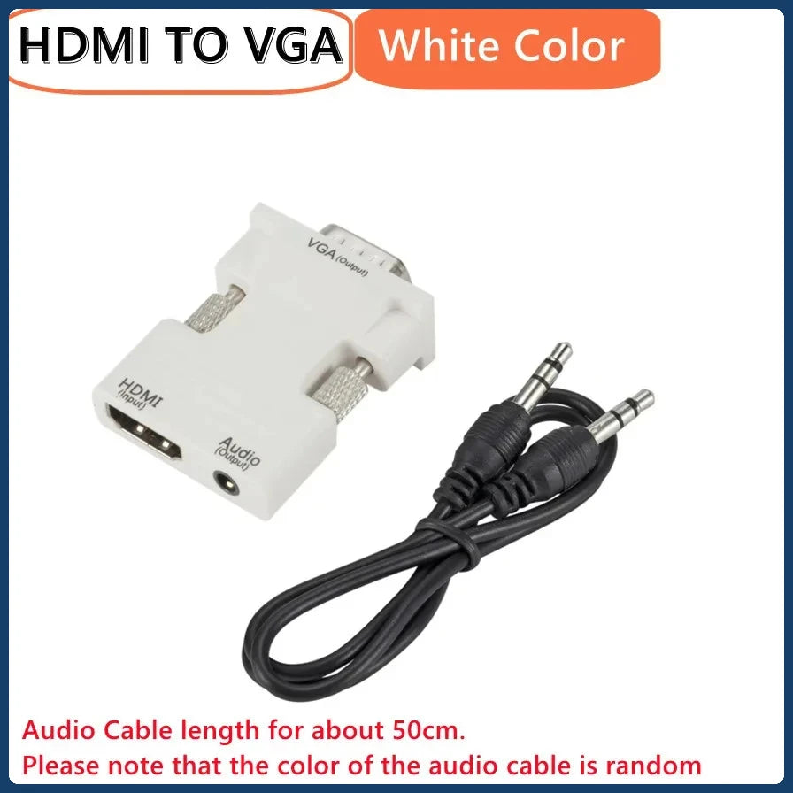 HDMI-compatible Female To VGA Male Converter with 3.5mm Audio Cable for PS4 Monitor Projector PC Laptop 1080P HD To VGA Adapter