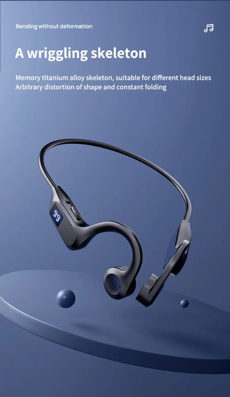 X7 Wireless Bluetooth Earphones, Sports-Style Air-Conducting LED Battery Display, Memory Card Insertion Support