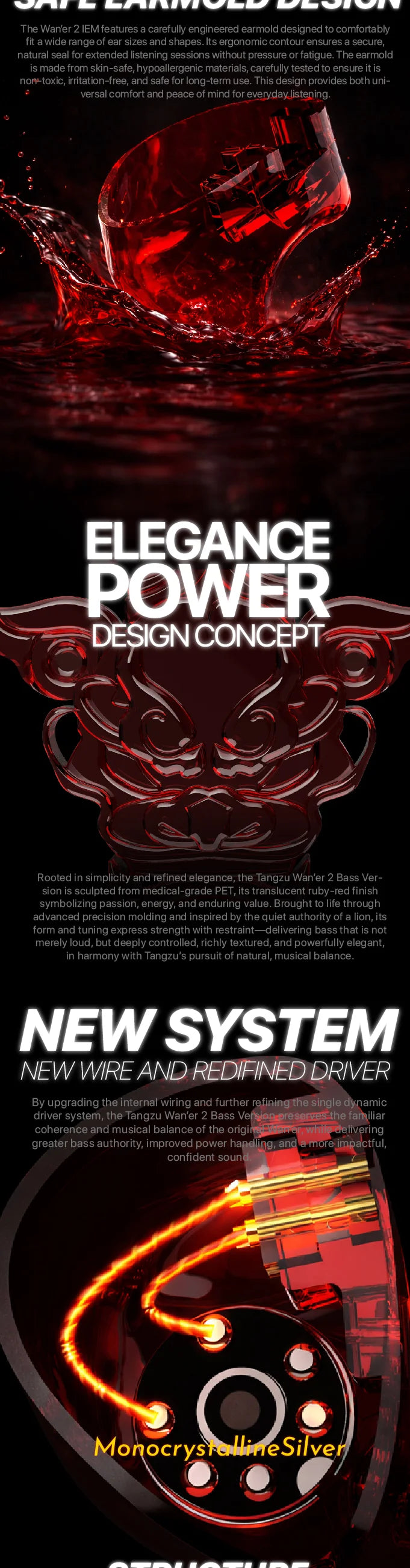 TANGZU WANER 2 Red Lion Bass Edition Dynamic Driver In-ear Earphones High-Quality Sound Comfortable Wearing Wired Earbuds