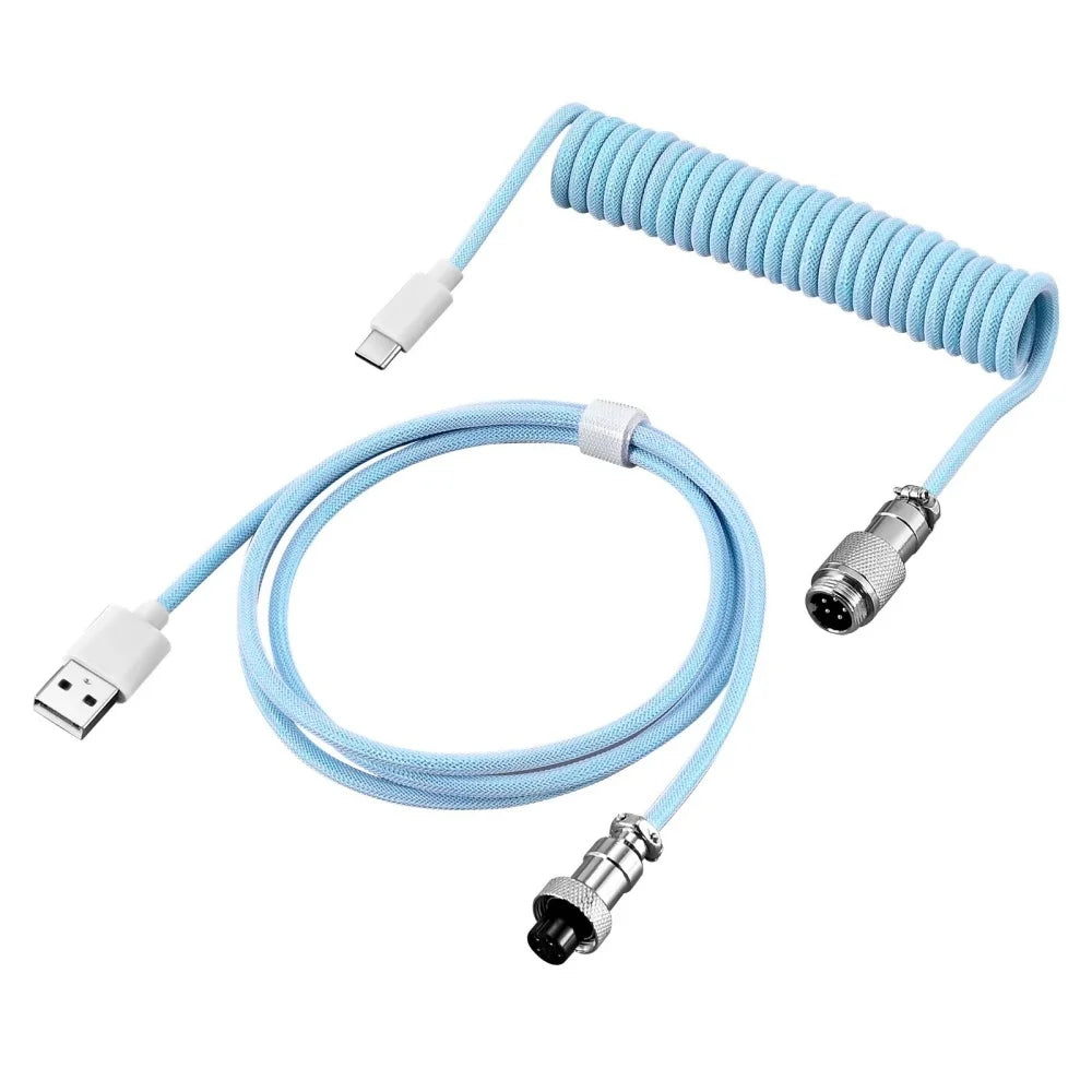 Mechanical Keyboard Coiled Cable Detachable USB C Aviator Connector Coiling Cable Desktop Computer Gaming Keyboard Accessories