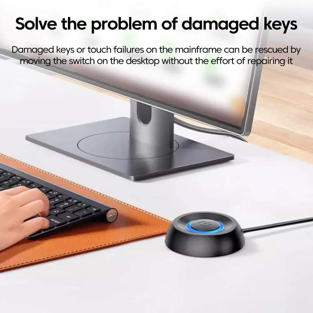 COOLCIRC Computer Desktop External Switch Blue LED Light PC Motherboard External Start Power On/Off Button For Home Office ﻿