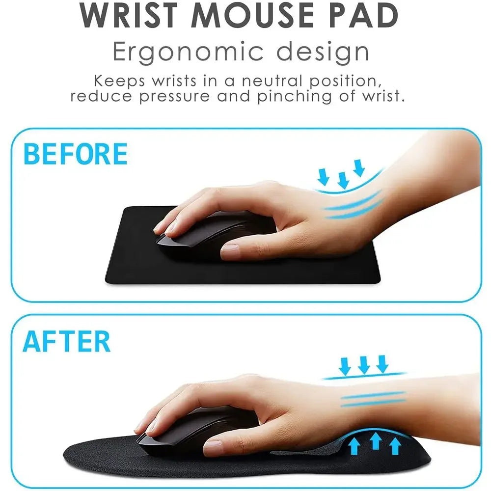 Ergonomic Wrist Rest Mouse Pad with Memory Foam - Non-Slip Gel Support Wrist Pad for Computer PC Laptop, Comfortable Office Desk Mat for Gaming & Work, Pain Relief Wrist Cushion