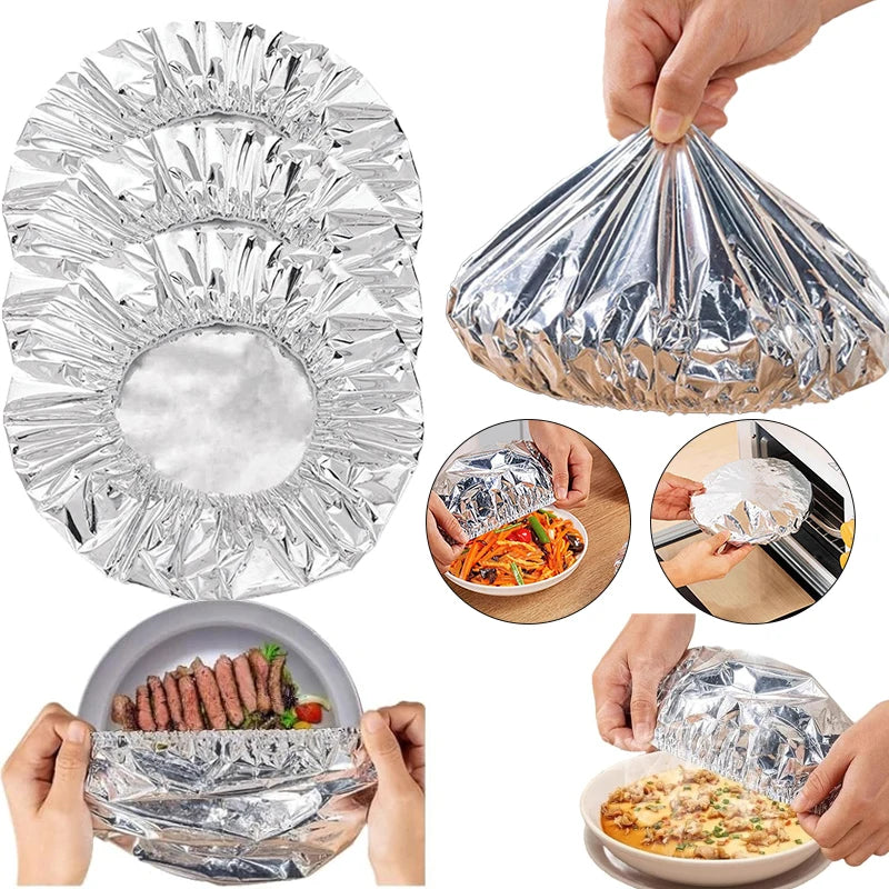 10-50Pcs Reusable Aluminum Foil Bowl Cover Refrigerator Fresh-keeping Lids Heat Preservation Kitchen Storage Accessories Gadget