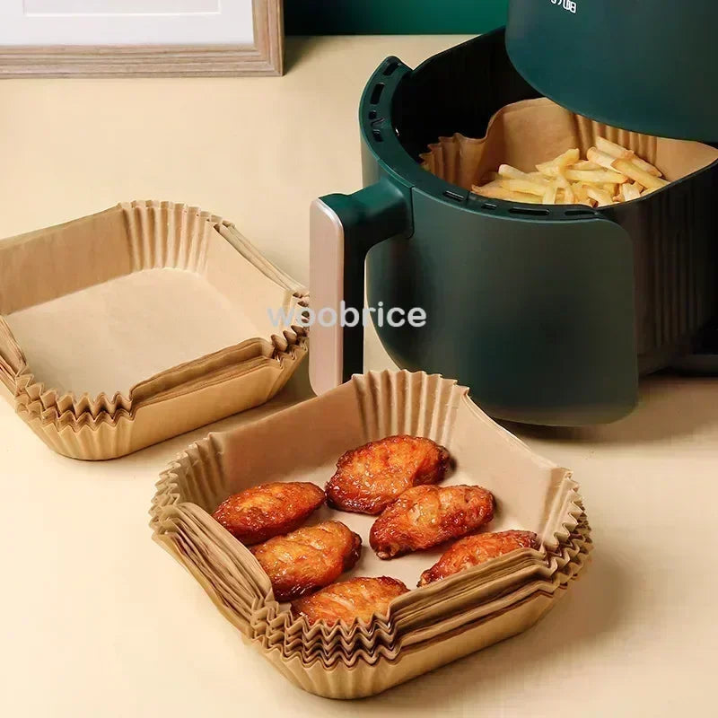 Air Fryer Paper Accessories Disposable Air Fryer Cooking Baking Liner Paper Square Airfryer Non-Stick Oilproof Micro-wave BBQPad
