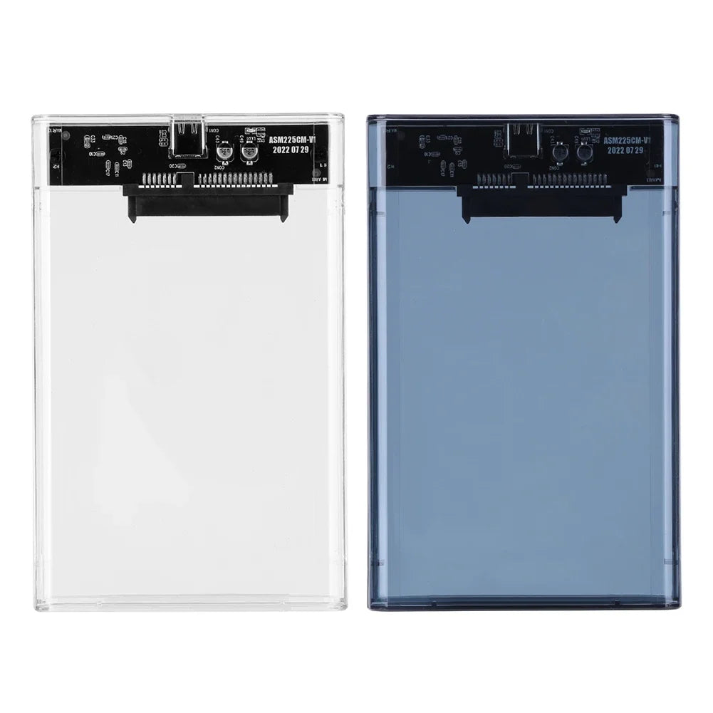 USB External Hard Drive Enclosure 2.5 inch SATA to USB UASP Clear Portable Hard Drive Case 2T HDD Tool-Free Transparent