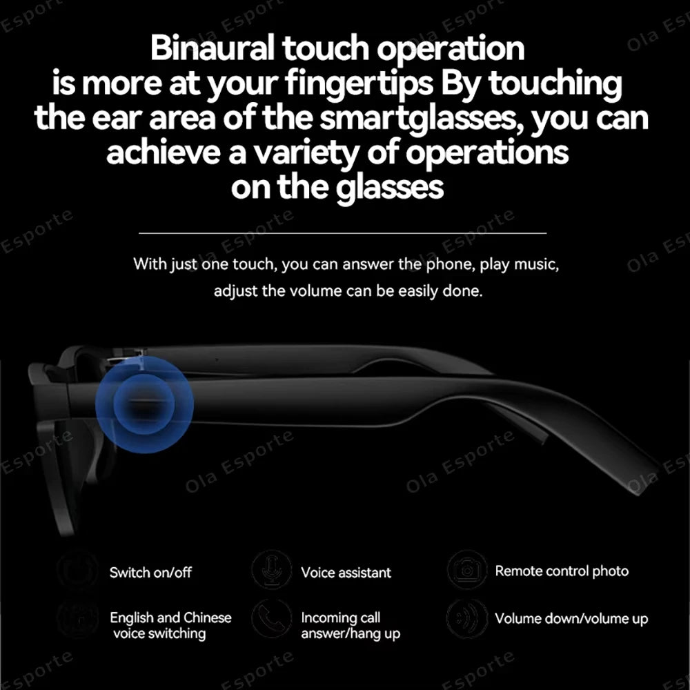 Lenovo AI Smart Wireless Glasses Bluetooth Sunglasses Remote 8K Control Touch Photo Camera Recording Voice Assistant Translator
