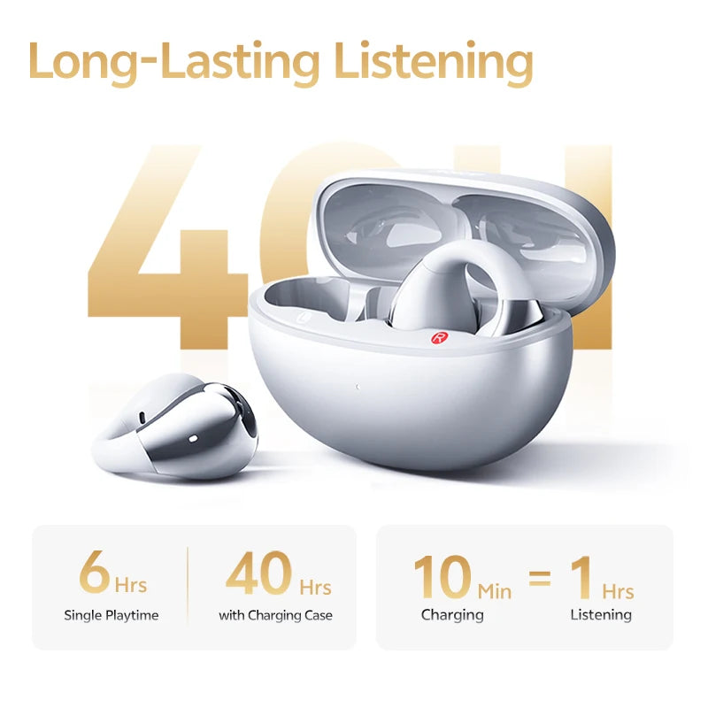 QCY Crossky C30S Open Ear Earphones Wireless Bluetooth 6.0 Clip-On Earbuds LDAC Hi-Res Audio Dual Connection 40H IPX5 Waterproof