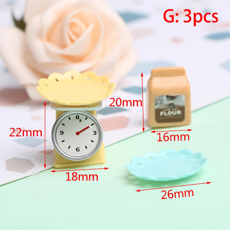 1Set 1/12 Dollhouse Miniature Items Kitchen Utensils Cooking Baking Set Model Rolling Pin Baking Tray DIY Doll House Accessories