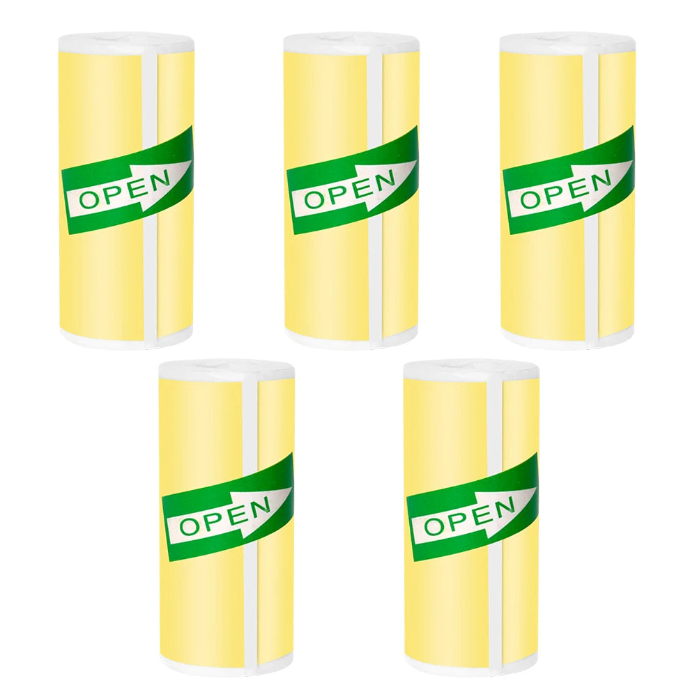 57*25MM Mini Printer Thermal Paper HD Self-adhesive Roll Paper Label Sticker Photo Inkless Printing Portable Printer Color Paper