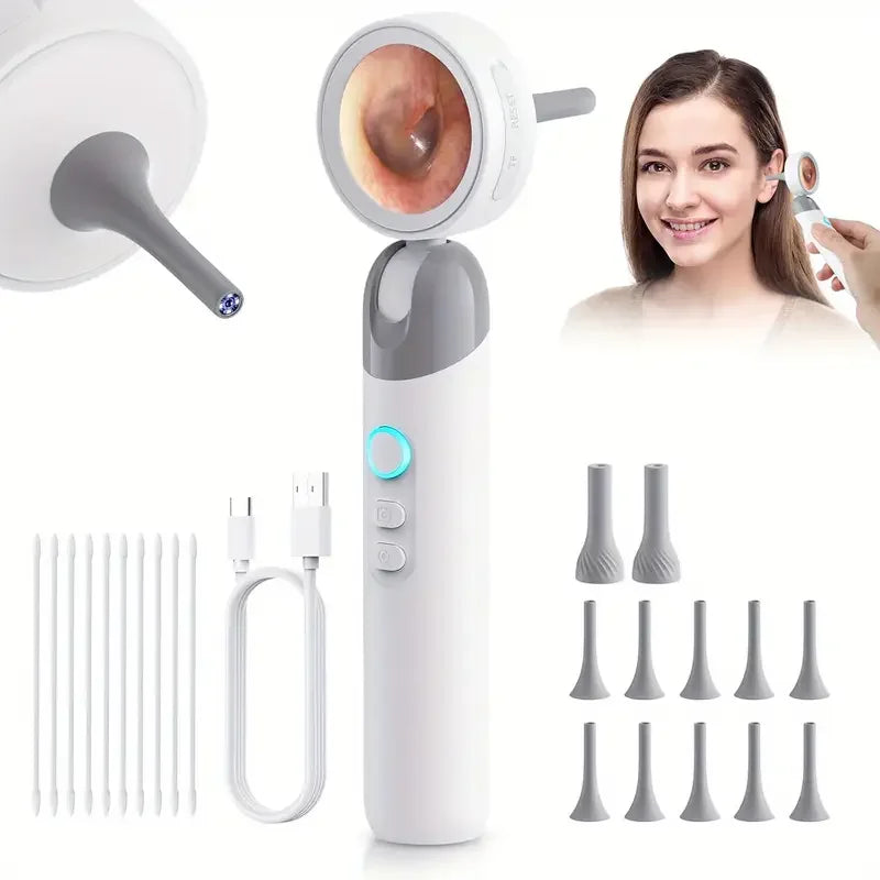 1.38'' Ear Camera Wit IPS Display and 1080P Camera Ear Check Portable Inspector for Ear Mouth Pet With 12tips Replaceable Tools