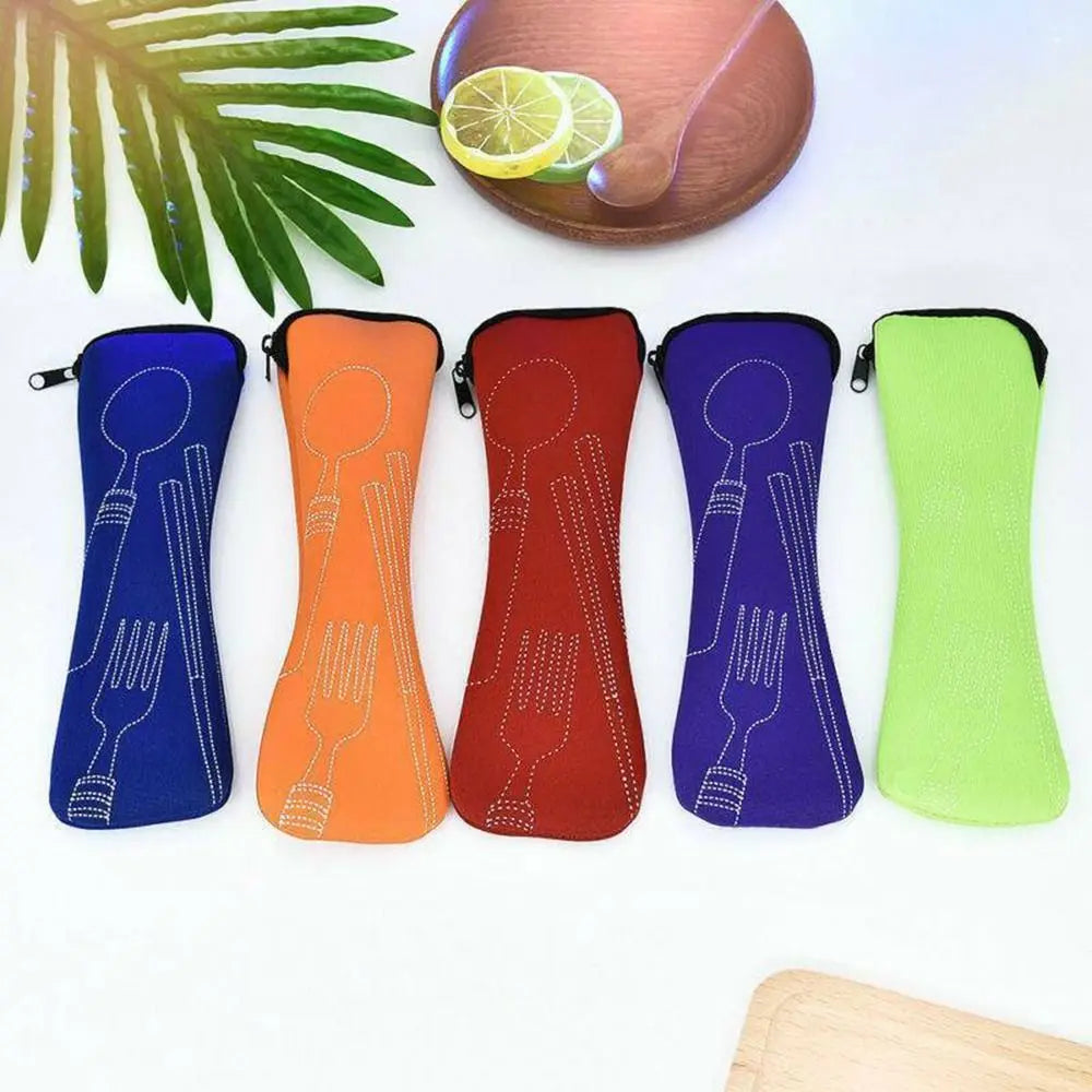Without Dinnerware Tableware Bag New Travel Packaging Picnic Fork Spoon Storage Box Portable Tableware Case Home Kitchen
