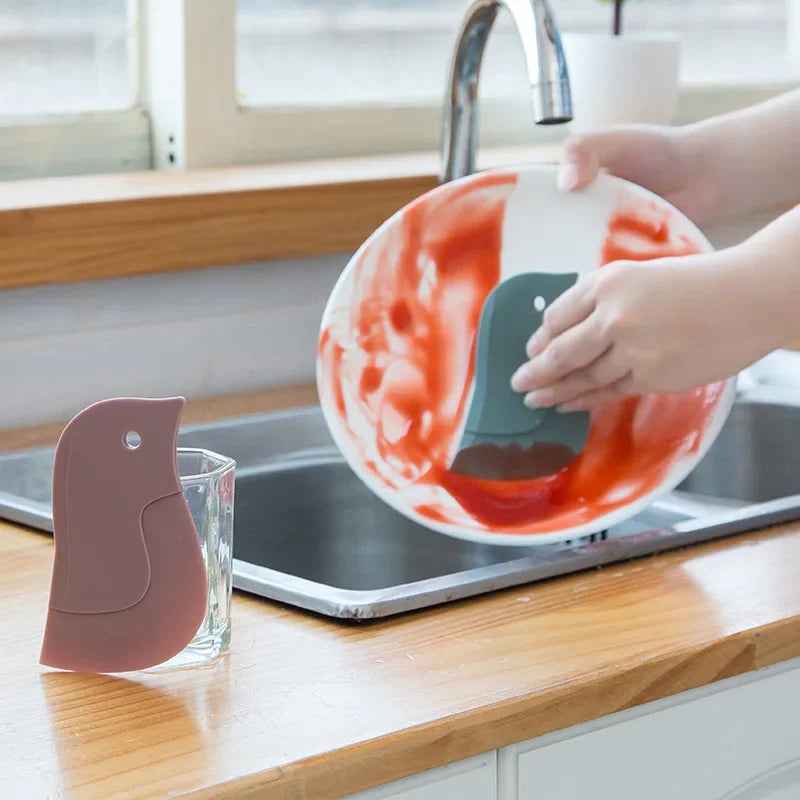 Penguin Soft Scraper Multifunctional Oil Scraper Kitchen Baking Tool Stove Dirt Remover Oil Scraper Kitchen Cleaning Tool