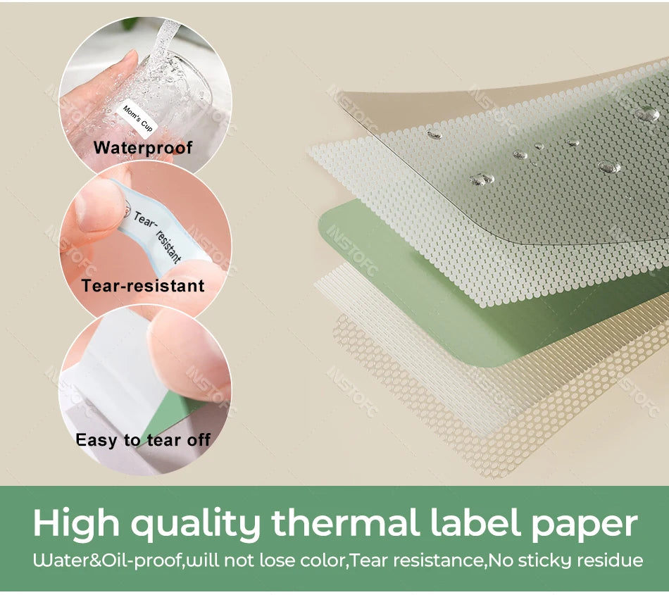 Portable Mini Labeling Printer Marklife P12 Thermal Adhesive Sticker Pocket Label Maker or 1Roll Spacer/Continues Label Paper