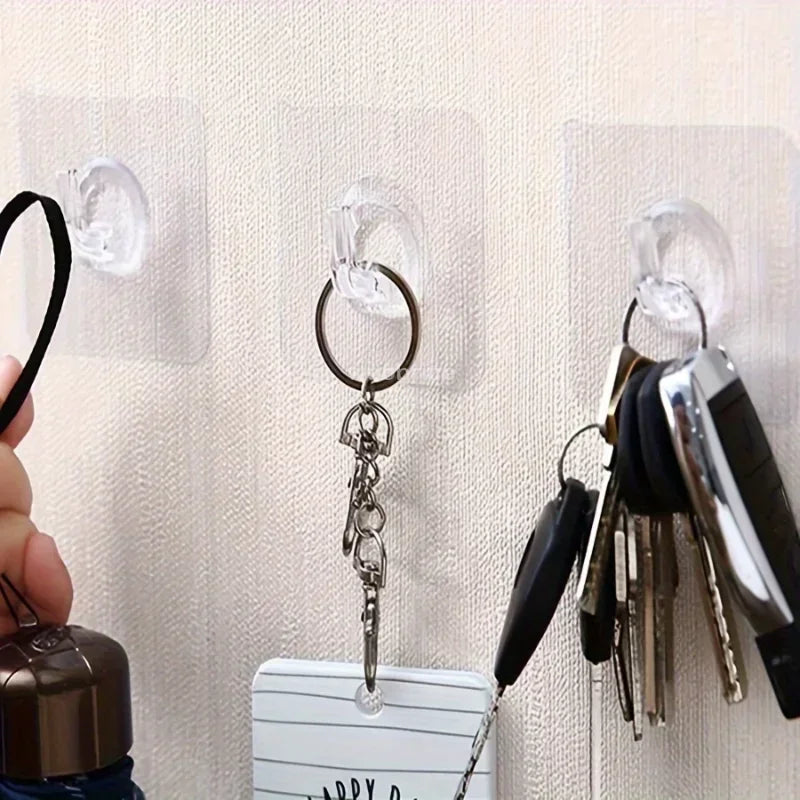 1/50Pcs Self-adhesive Hook Transparent Door Wall Hanger Hook Child Heavy Load Rack Kitchen Bathroom Towel Key Rack Sticky Hooks