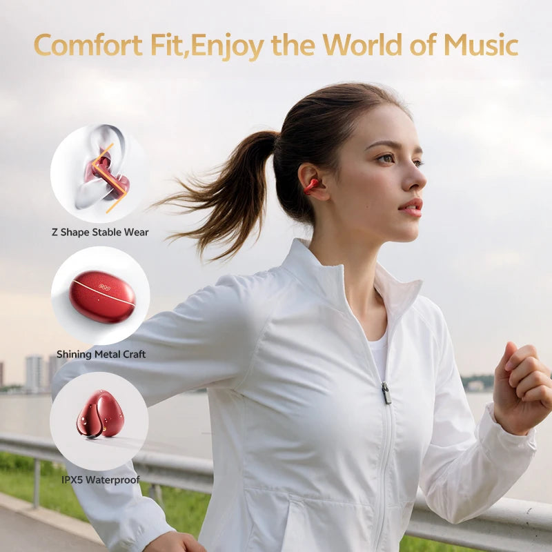 QCY Crossky C30S Open Ear Earphones Wireless Bluetooth 6.0 Clip-On Earbuds LDAC Hi-Res Audio Dual Connection 40H IPX5 Waterproof