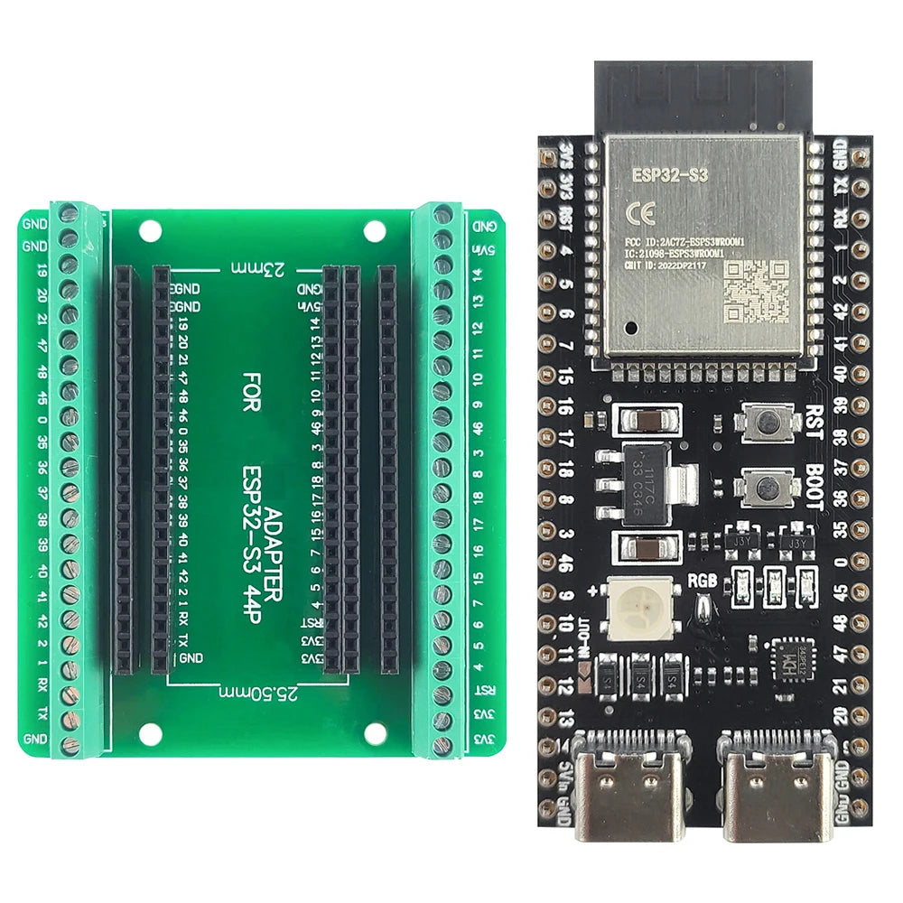 ESP32-S3 Development Boards with Expansion Adapter Kit 2.4G Wifi BT Module ESP32-S3-1 N8R2 N16R8 44Pin Type-C ESP32-S3