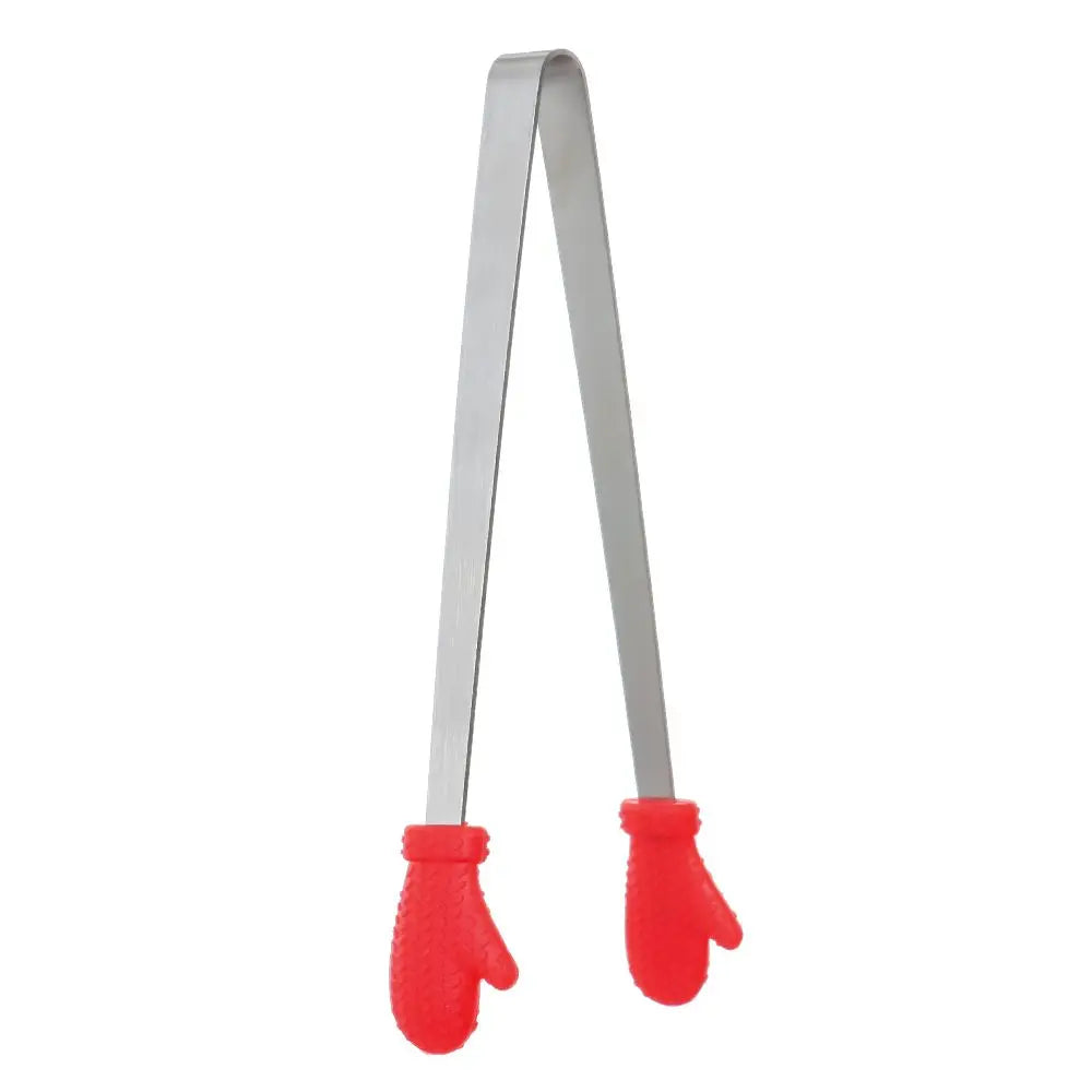 1pc Creative Silicone Stainless Steel Mini Snack Food Tongs Non-slip Handles BBQ Bread Ice Cube Clip Kitchen Accessories