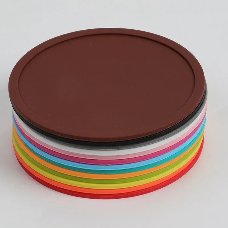 3.9 inches Anti-slip Silicone Coasters Heat Resistant Tea Cup Mat Lots Drink Coffee Mug Glass Beverage Holder Pad Kitchen Tool