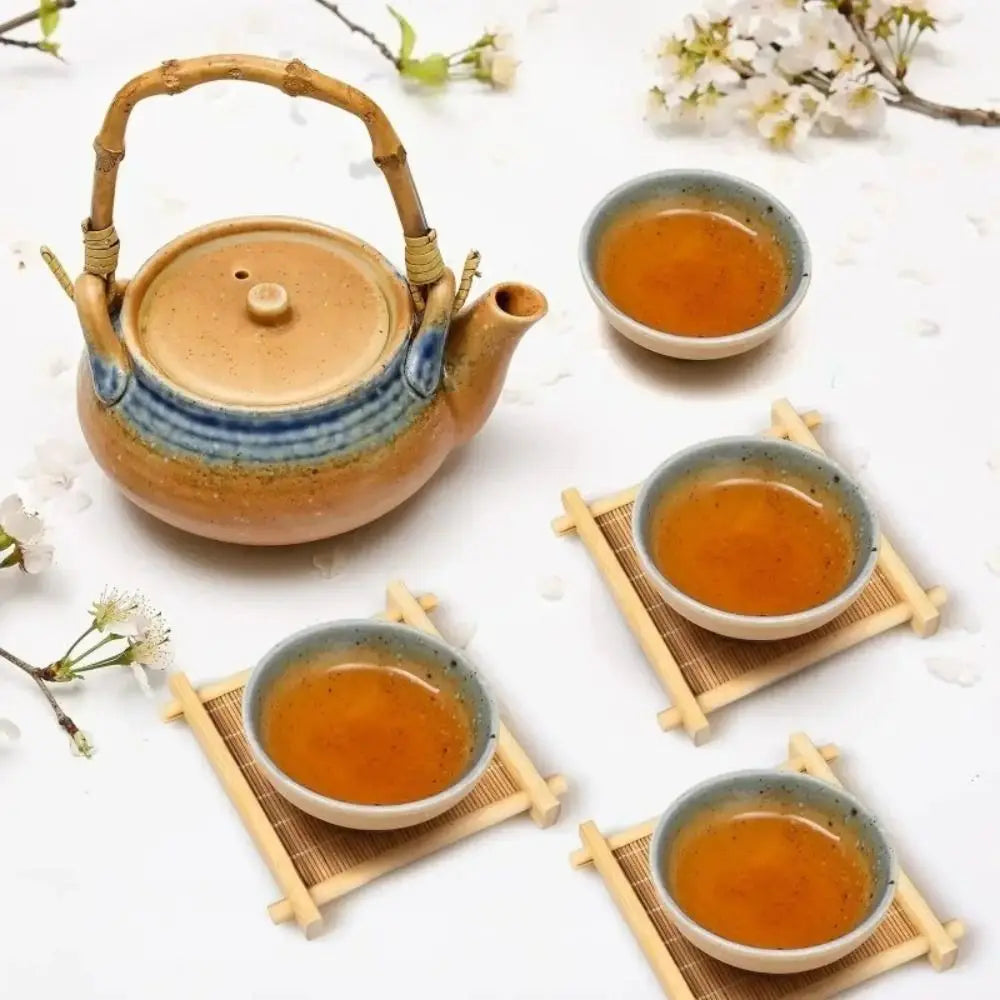 Tea Trays Square Bamboo Teacup Pad Retro Coffee Cup Mug Cup Tableware Heat Insulated Coasters Kitchen Restaurant Accessories