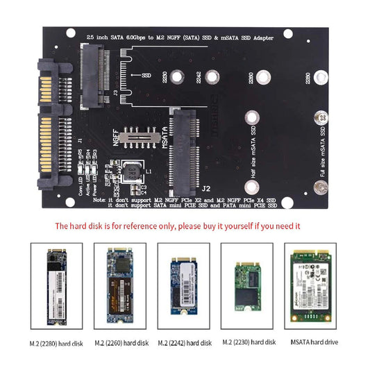 TISHRIC M.2 NGFF Msata SSD To SATA 3.0 2.5 Adapter M2 PCI SSD Converter Riser Card For PC Laptop Add On Card up to 6Gps