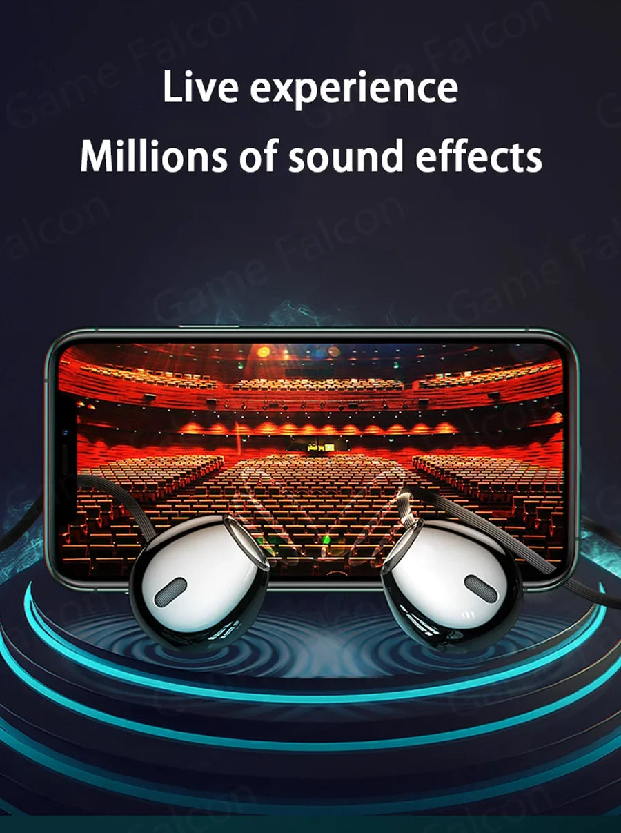 USB Type C Headphone HiFi Bass Stereo Volume Control Mic 3.5mm Wired Earbuds For Galaxy S24 S23 S22 S21 Ultra iPhone 15 Pro Max
