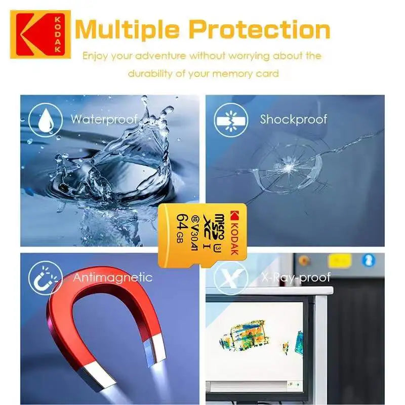 Kodak Micro SD Card 256GB 128GB 64GB 32GB Class10 U3 V30 High Speed Memory Card for Phone Tablet Camera