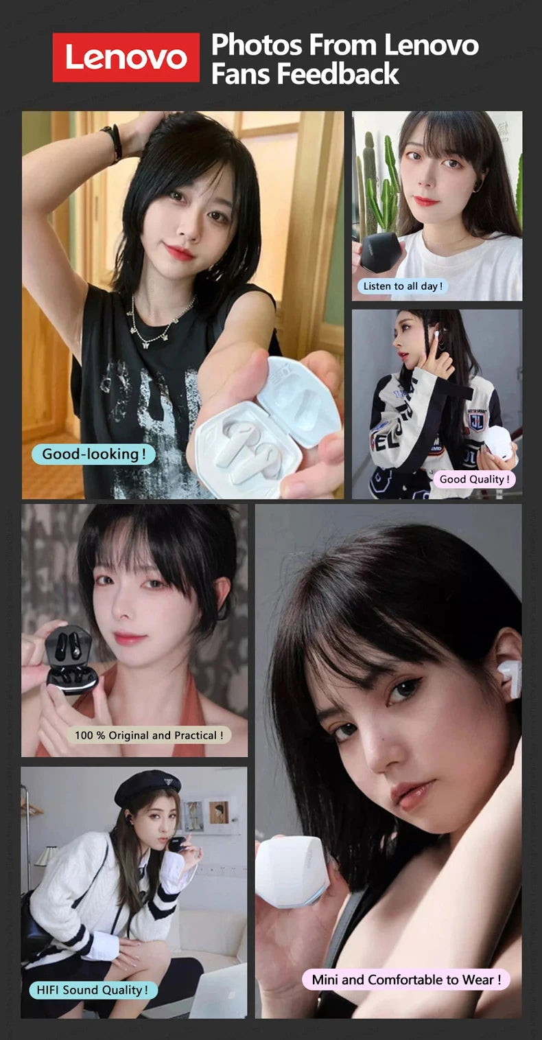 Choice Lenovo GM2 Pro Earphone Bluetooth 5.4 Headphones with Mic 9D Stereo Pro 6 Earbuds Dual Modes Music Game Wireless Headset