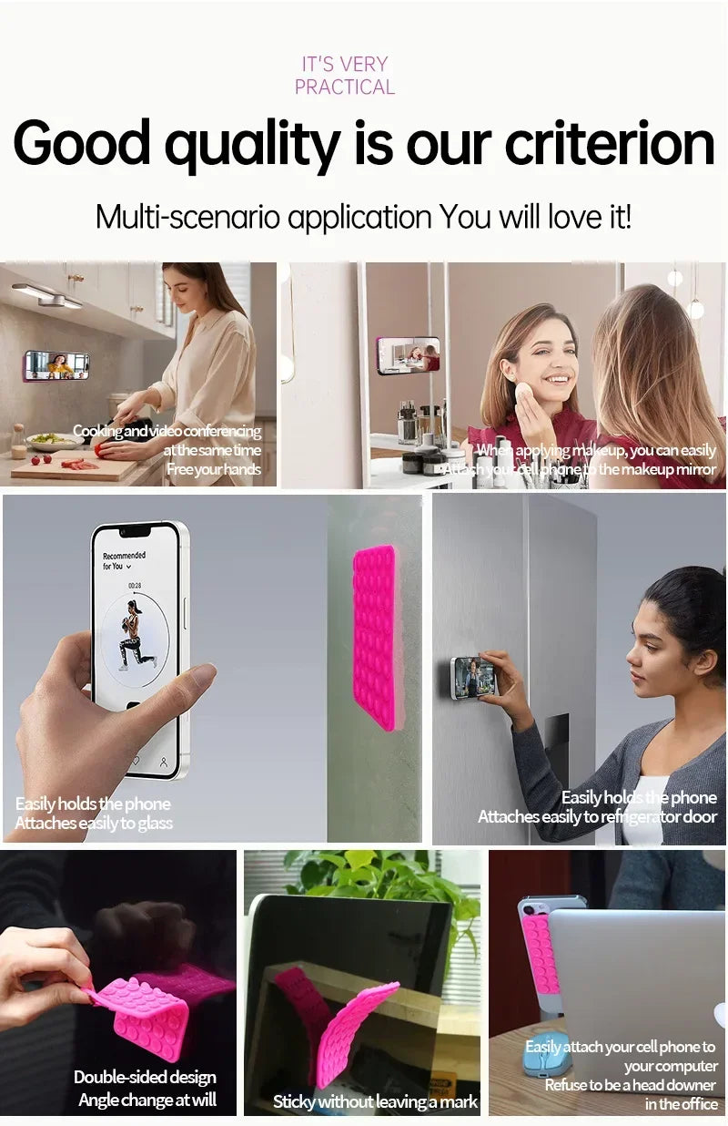 Silicone Suction Cup Phone Holde Multifunctional Fixed Anti-slip Mobile Fixture Double Sided Detachable Phone Rubber Sucker Pad