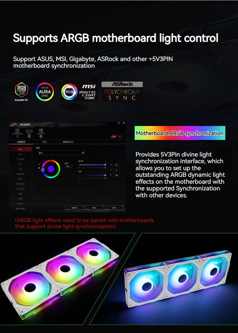 TEUCER JM-1 Computer Case Fan ARGB Mirror Cycle Light Effect 120mm 4Pin PWM PC Cooling Fan Low Noise Water Cooling Ventilador