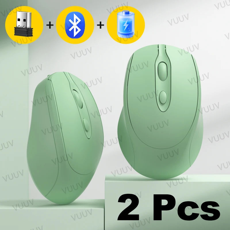 Portable Wireless Bluetooth Mouse Compact Ergonomic 2.4G USB Noiseless 1600DPI 500mAh Rechargeable for PC Tablet Laptop MacBook
