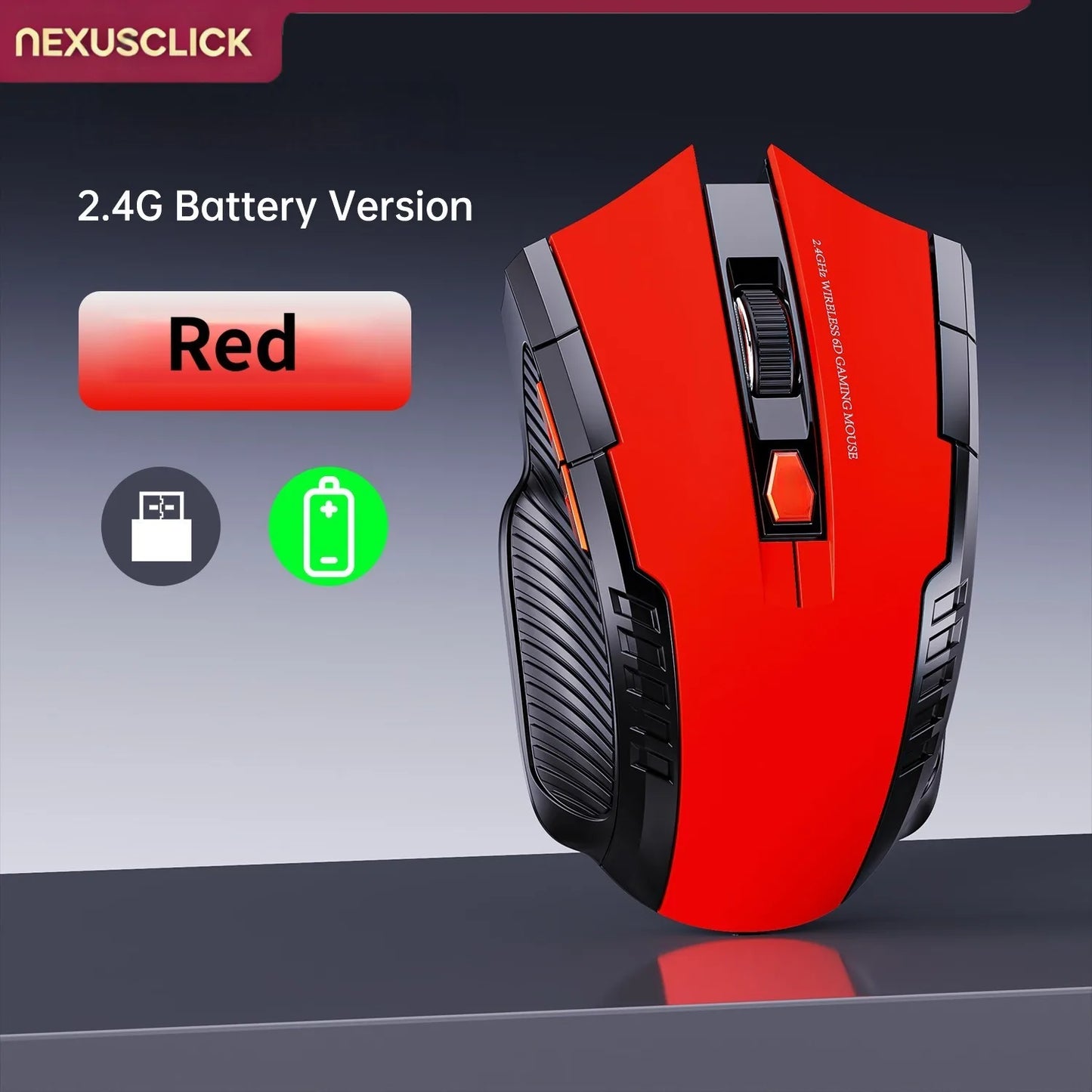 NEXUSCLICK Wireless Optoelectronic Mouse,1600DPI 6 Silent clicks New Game&Craft Gift Mice in Stock USB Receiver for Office Gamer