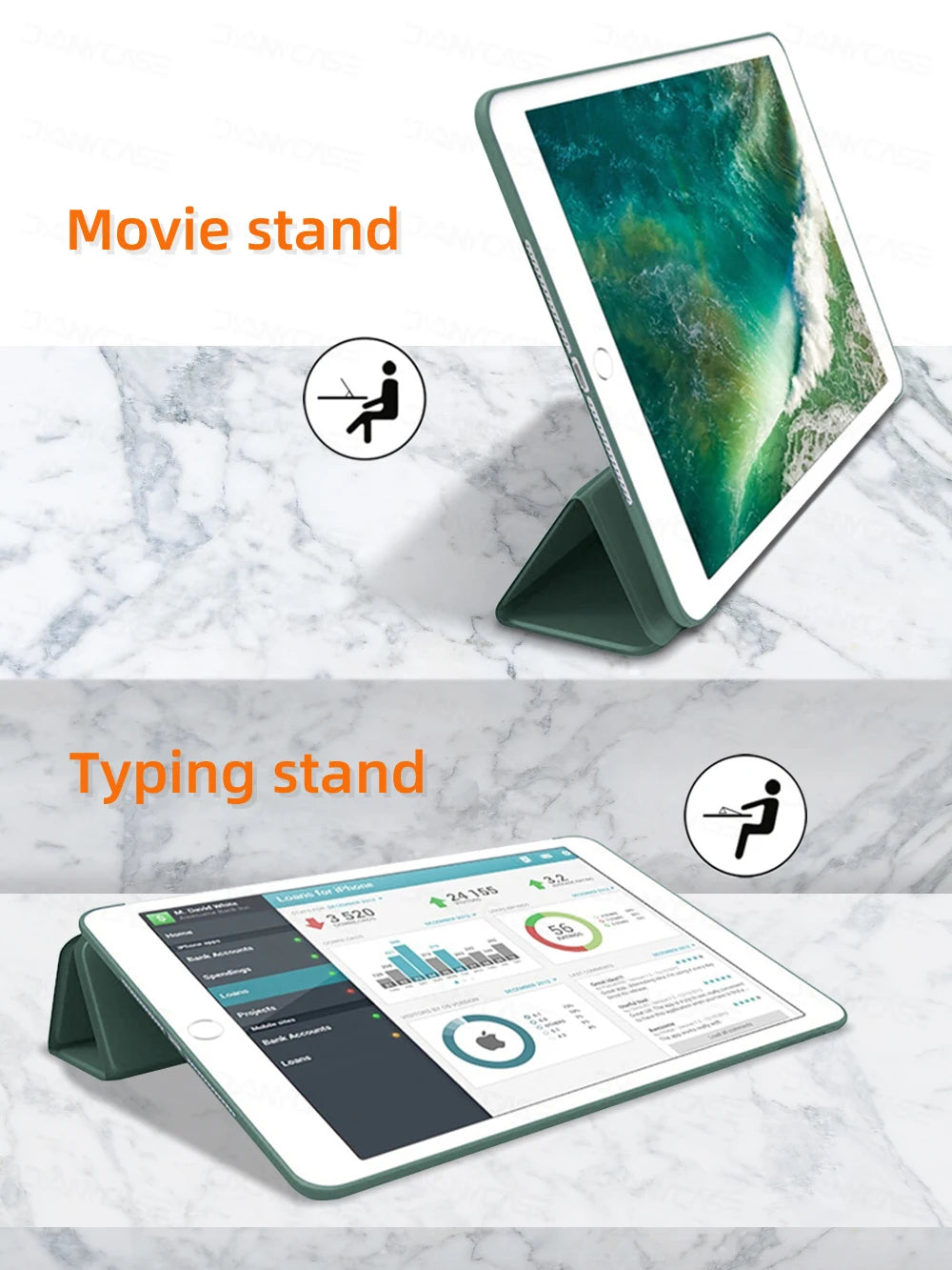 For iPad 10.2 Case 7/8/9th Generation Cover For 9.7 5/6th Air 2 Pro 11 1st/2nd/3rd/4th Air 4/5 10.9 Wake up from sleep funda