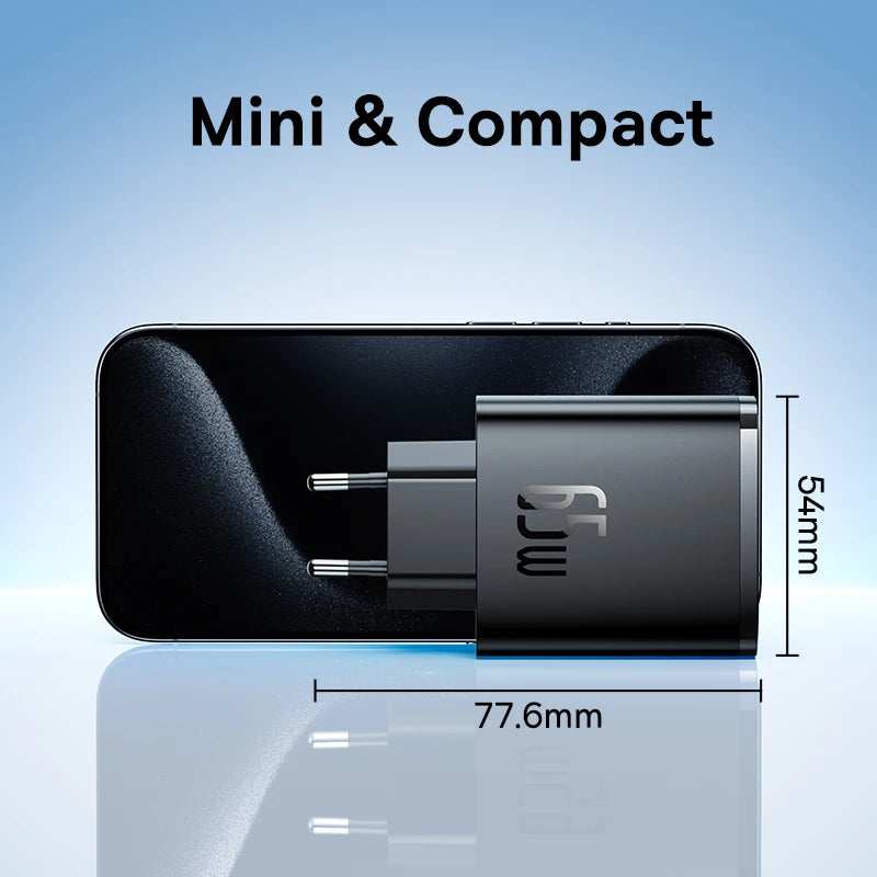 Baseus 65W USB C Charger GaN Charger Support QC PD Charge Portable Fast Charger For iPhone 17 16 15 Xiaomi Laptop Charger