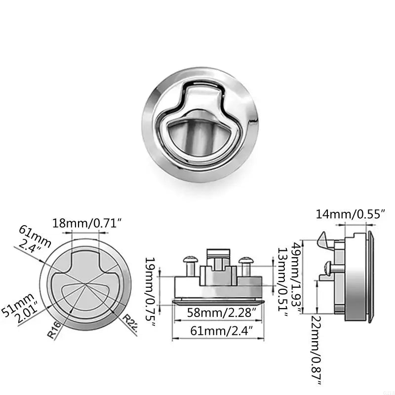 G2TA 61mm Diameter Flush Pull Slam for Latch Embedded Lift Handle for Latch for RV Mo