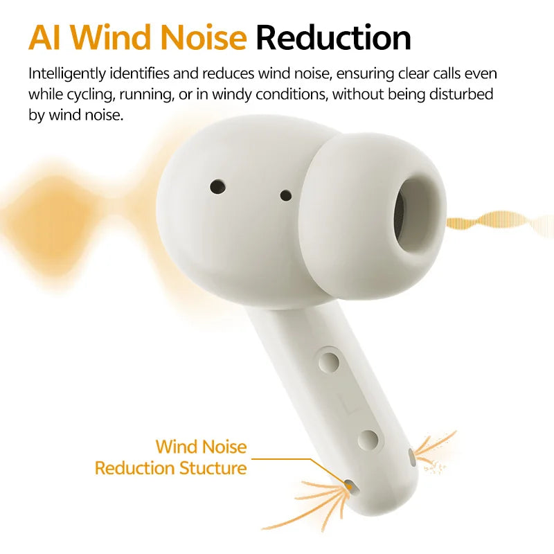 QCY Buds TWS Bluetooth 5.3 Wireless Earphones 10mm Dynamic Driver AI Wind Noise Reduction Earbud 0.68S Low Latency 35H Headphone
